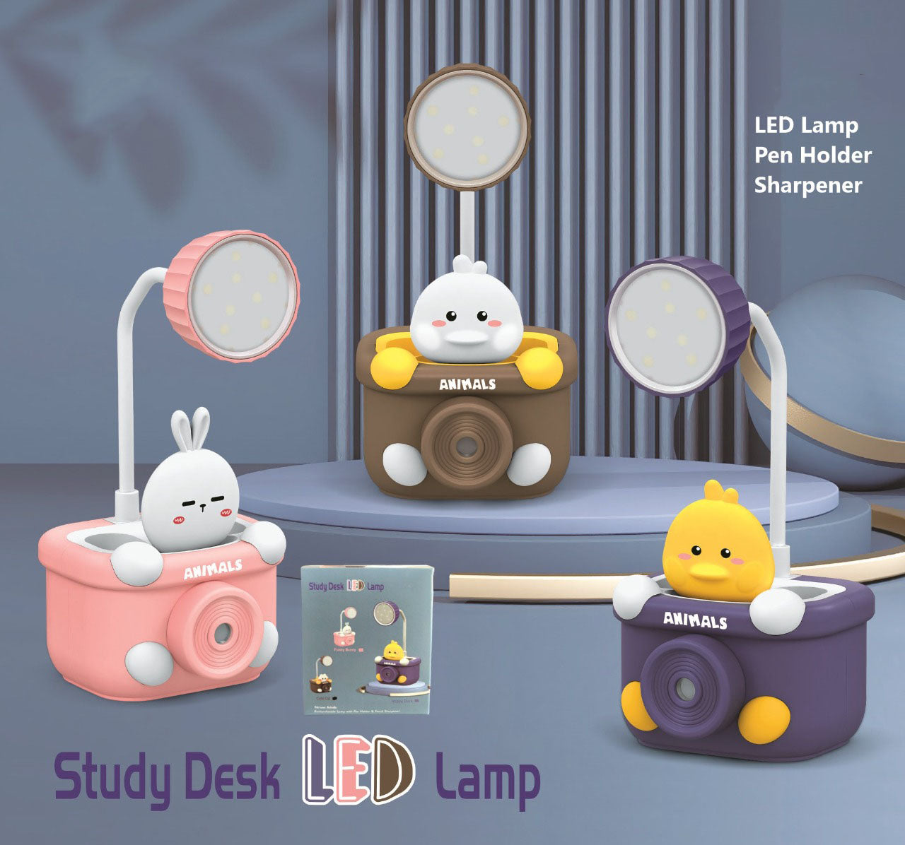 3 in 1 USB Chargeable Led Table Lamp for Kids Bedroom with Pencil Sharpener & Pen Holder