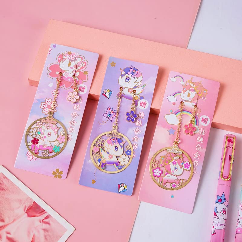 Cute Unicorn Glittery Fountain Pen Set With Book Mark