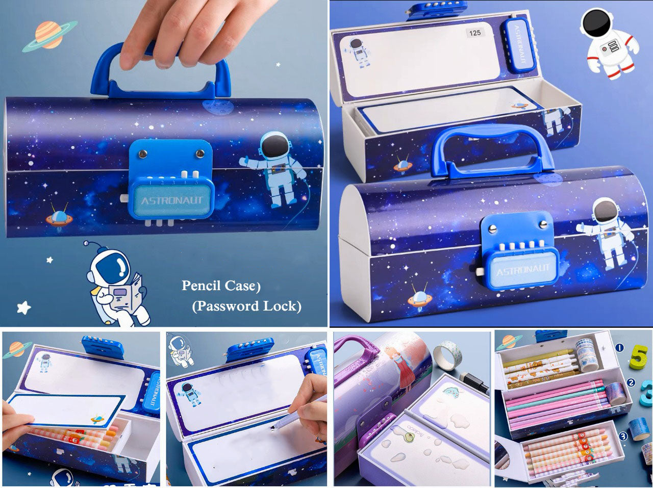 Multi-Layer Pencil Case with Password Lock  For Kids