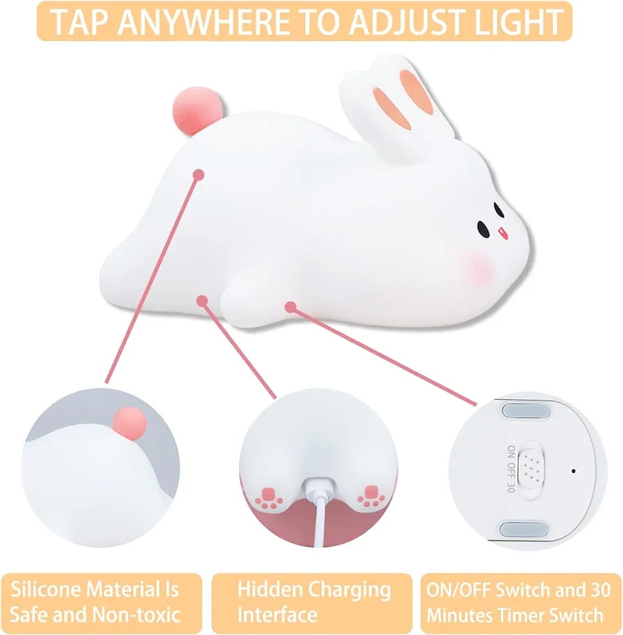 Cute Rabbit Silicone Night Lamps