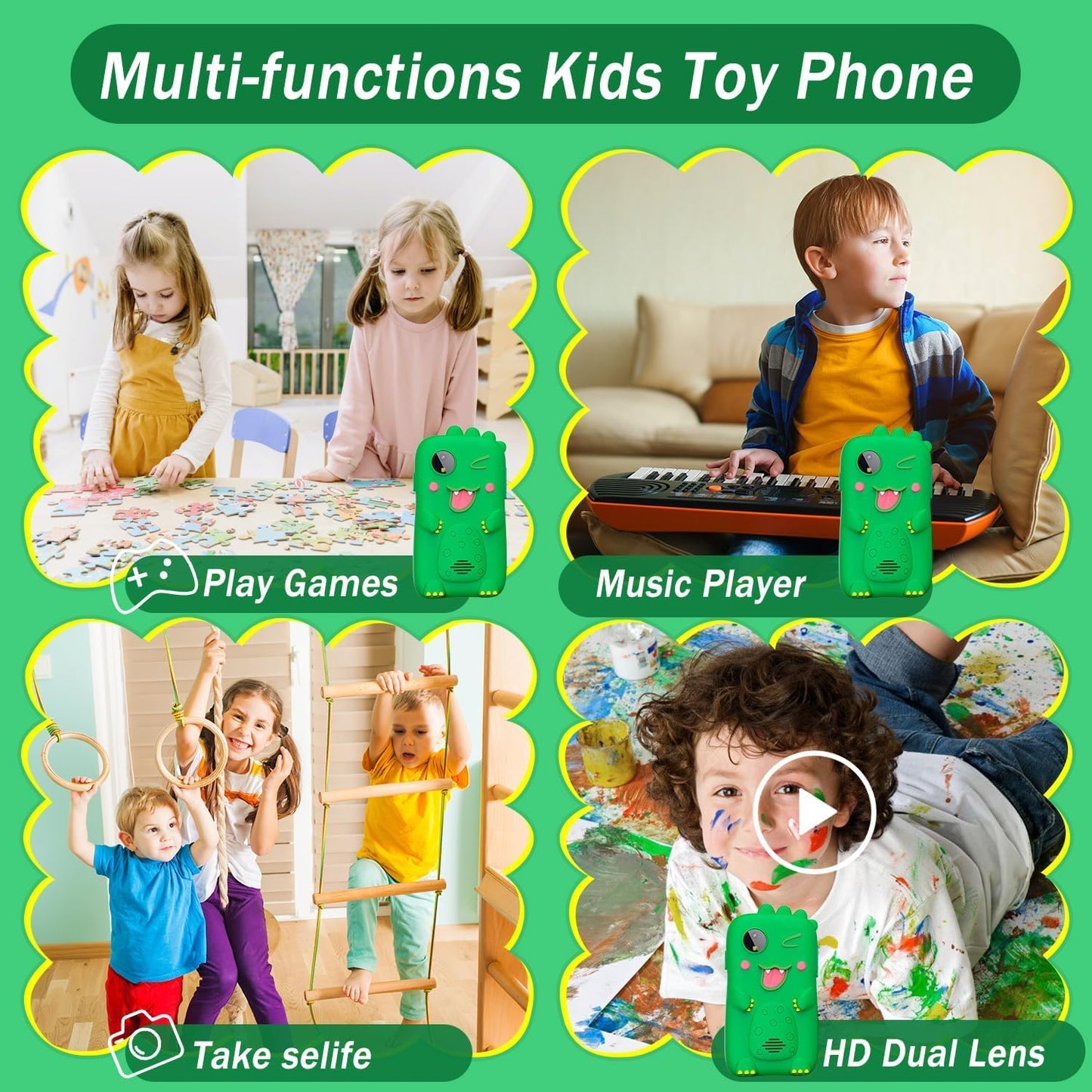 Kids Smartphone Toy with MP3 Music Player Dual Camera for Selfies