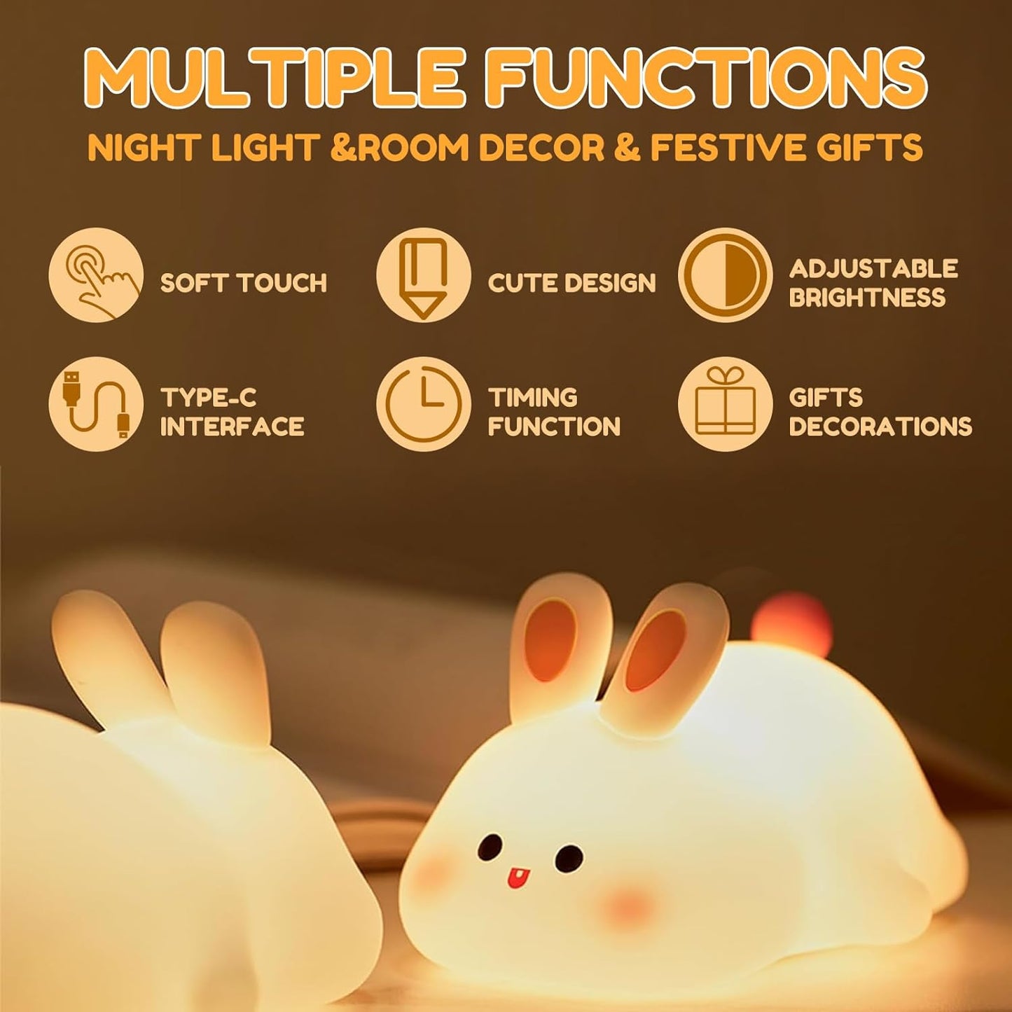 Cute Rabbit Silicone Night Lamps