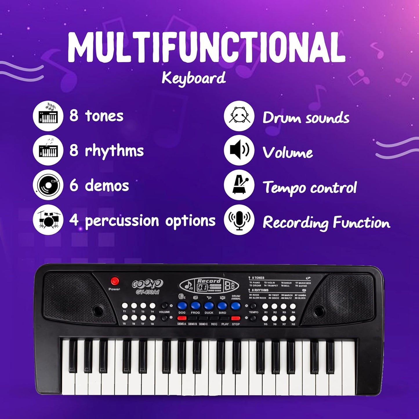 Portable Musical Piano Keyboard with Microphone